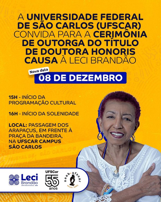[Convite] Cerimônia de Doutora Honoris Causa para Leci Brandão