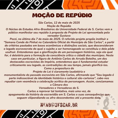 Moção de repúdio ao projeto de lei que propõe a criação da Semana de Homenagem ao Conde do Pinhal